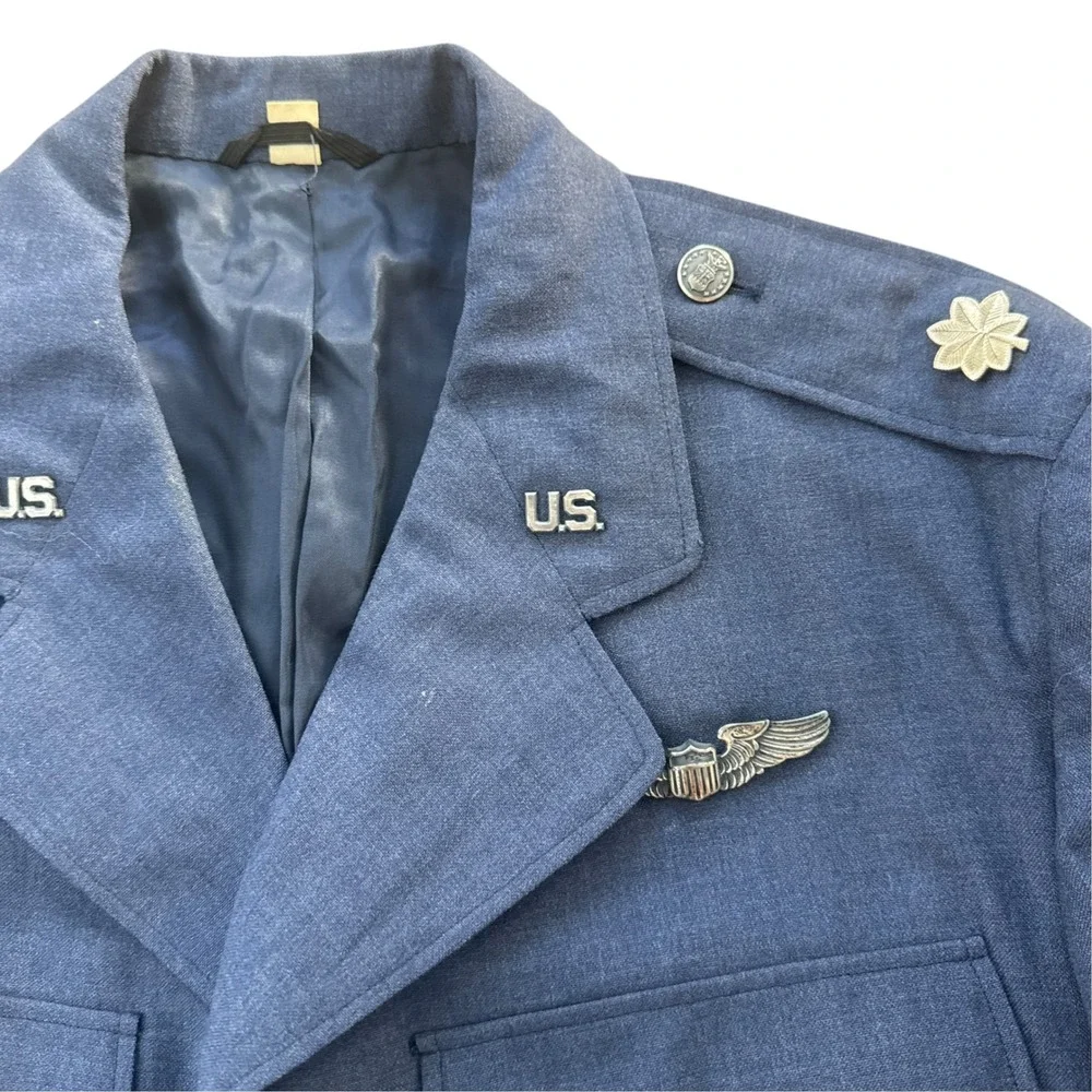 Vintage USAF Air Force Major Wool Dress Uniform Jacket 42R Blue Wings 60s 70s